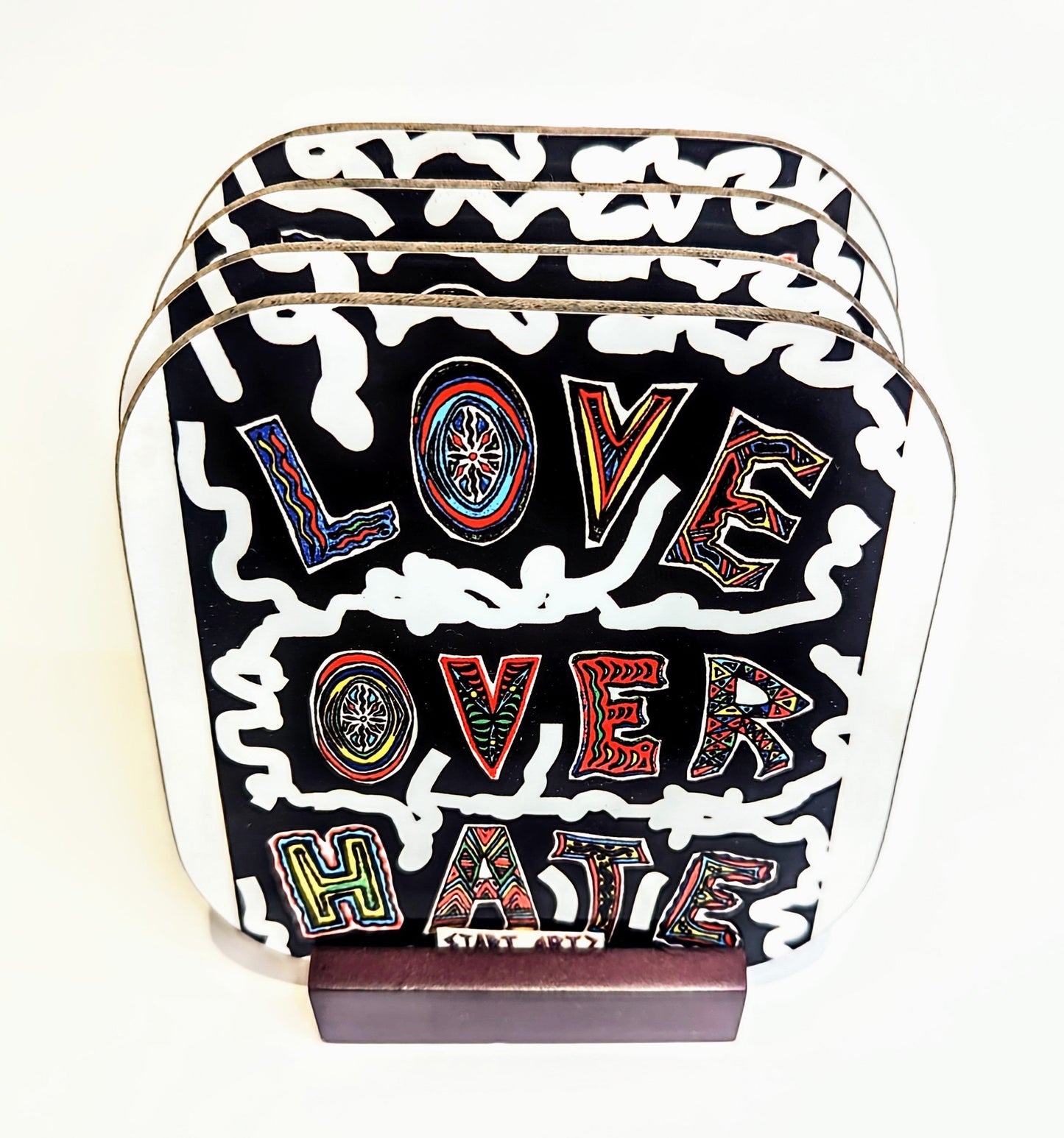 Love Over Hate - Tea Coasters