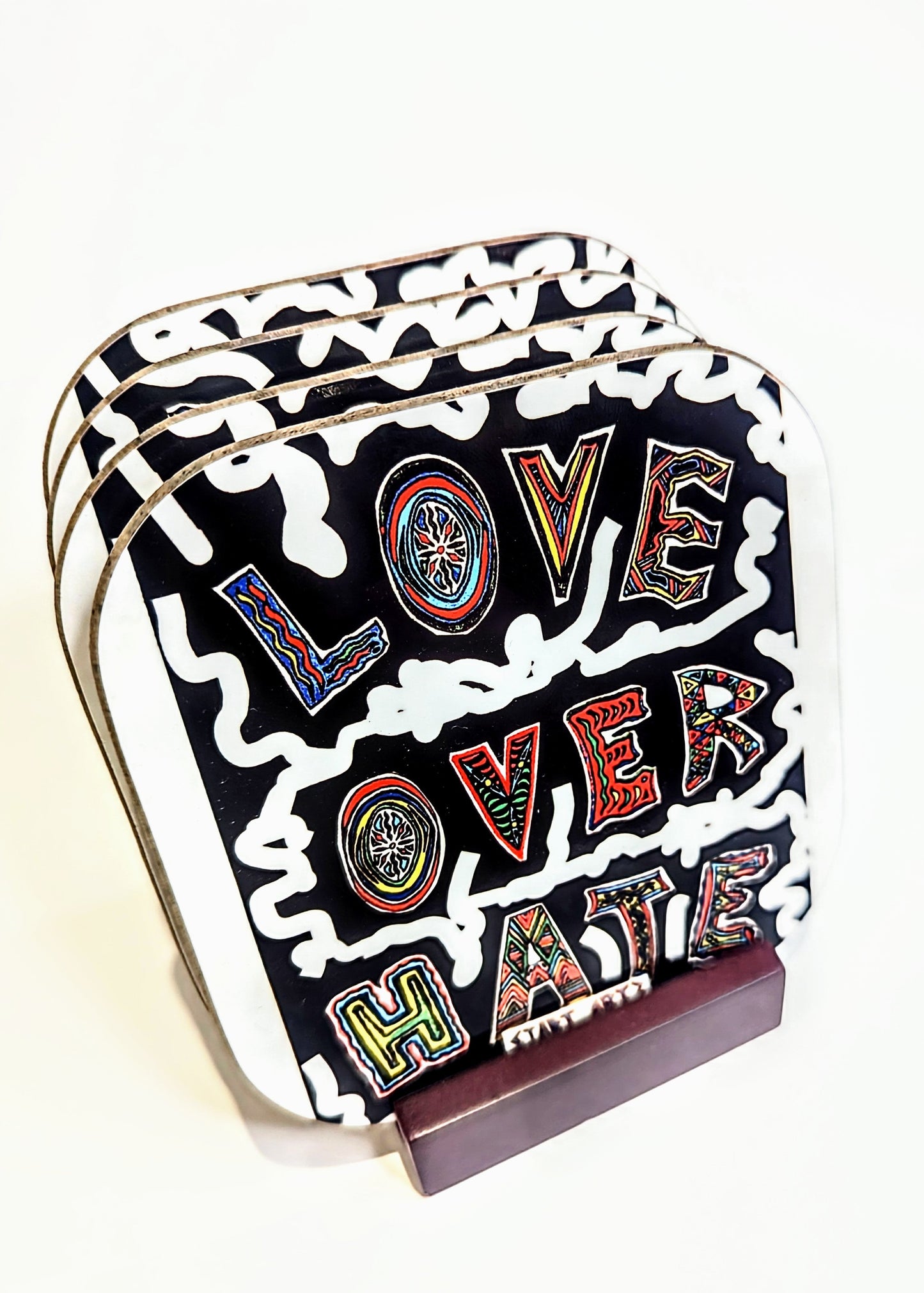Love Over Hate - Tea Coasters